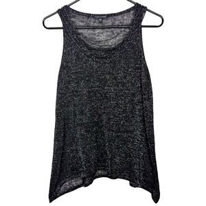 Eileen Fisher Black Sheer Sparkle Linen Blend Glam Sleeveless Blouse Size Medium